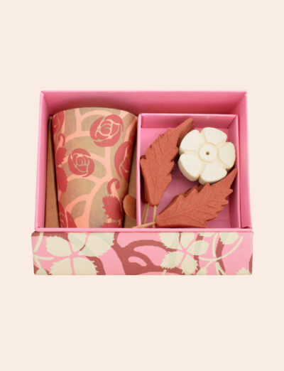 Incense Leaves & Votive Gift Set – Rose