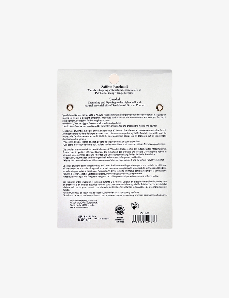 Saffron Patchouli & Sandal Perfume Spirals - Image 5