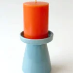 Ceramic Pillar Candle Holder Blue