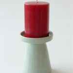 Ceramic Pillar Candle Holder Green