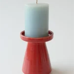 Ceramic Pillar Candle Holder Red