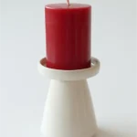 Ceramic Pillar Candle Holder White