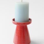 Ceramic Dark Orange Pillar Candle Holder