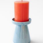 Ceramic Pastel Blue Pillar Candle Holder