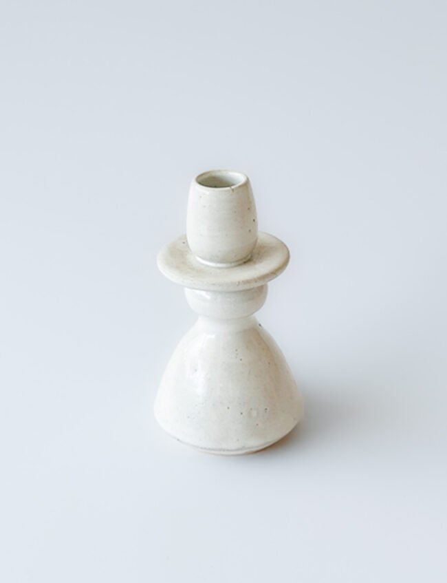 Ceramic White Taper Candle Holder - Small